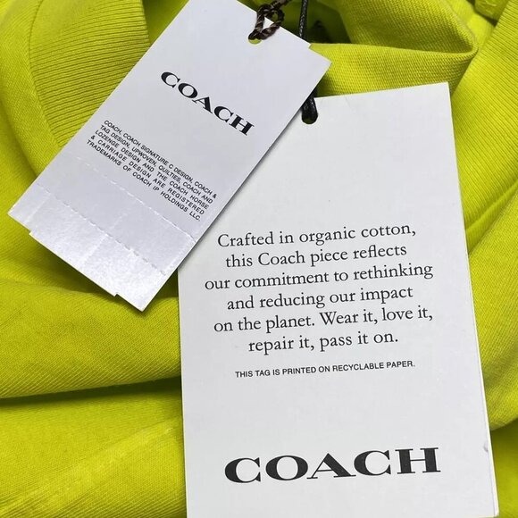 NEW COACH Mens T-Shirt Yellow Size XXXL Pocket Logo Short Sleeve Pullover Cotton - Picture 2 of 10